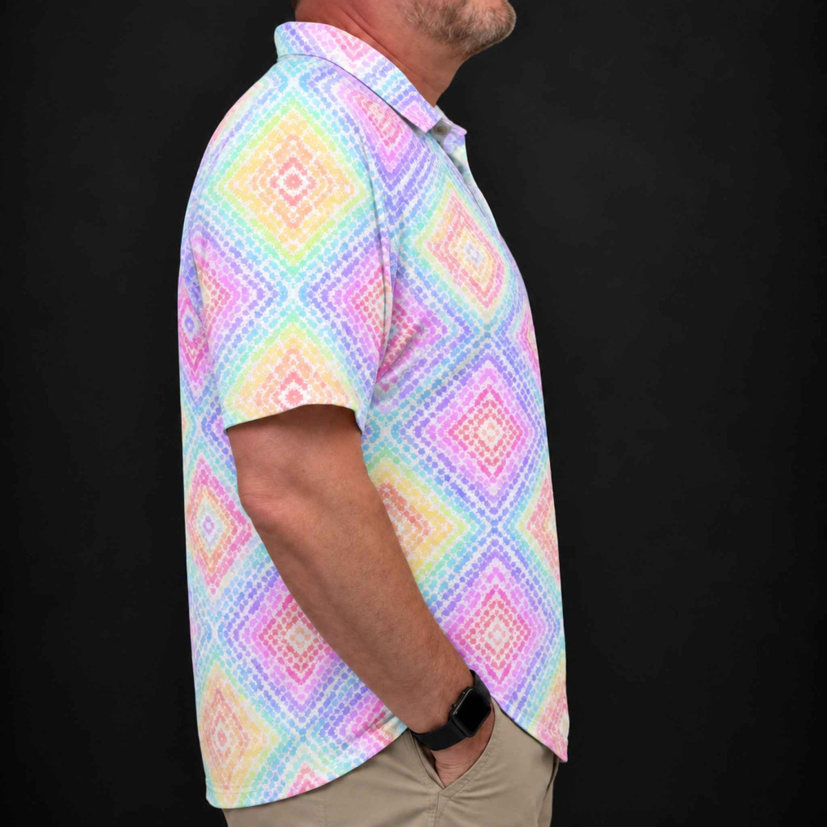 Rainbow Scribble Performance Print Polo