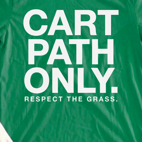 Respect The Grass Tee, print close-up on Irish Green