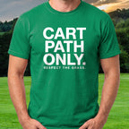 Respect The Grass Tee worn on the golf course, Irish Green