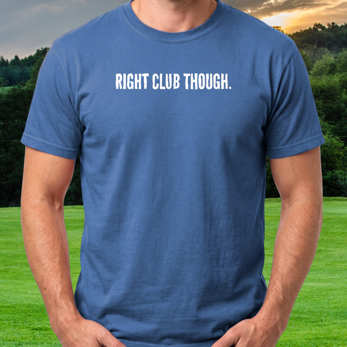Right Club Though Dimples Tee worn on the golf course, Royal