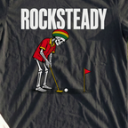 Rocksteady, Island Skeleton Putt Tee, print close-up on Black