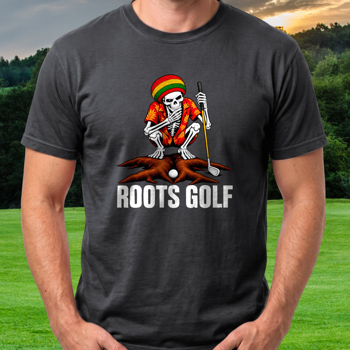 Roots Golf Tee worn on the golf course, Black