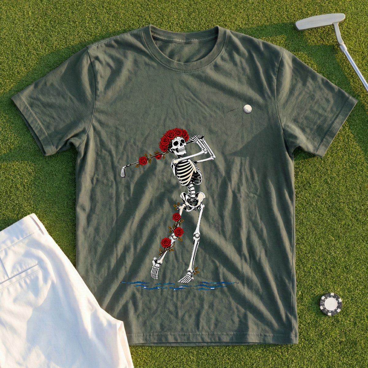 Rose Skeleton Approach Over Water Tee