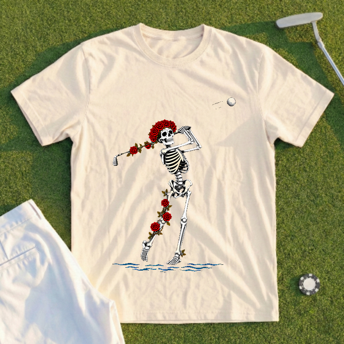 Rose Skeleton Approach Over Water Tee