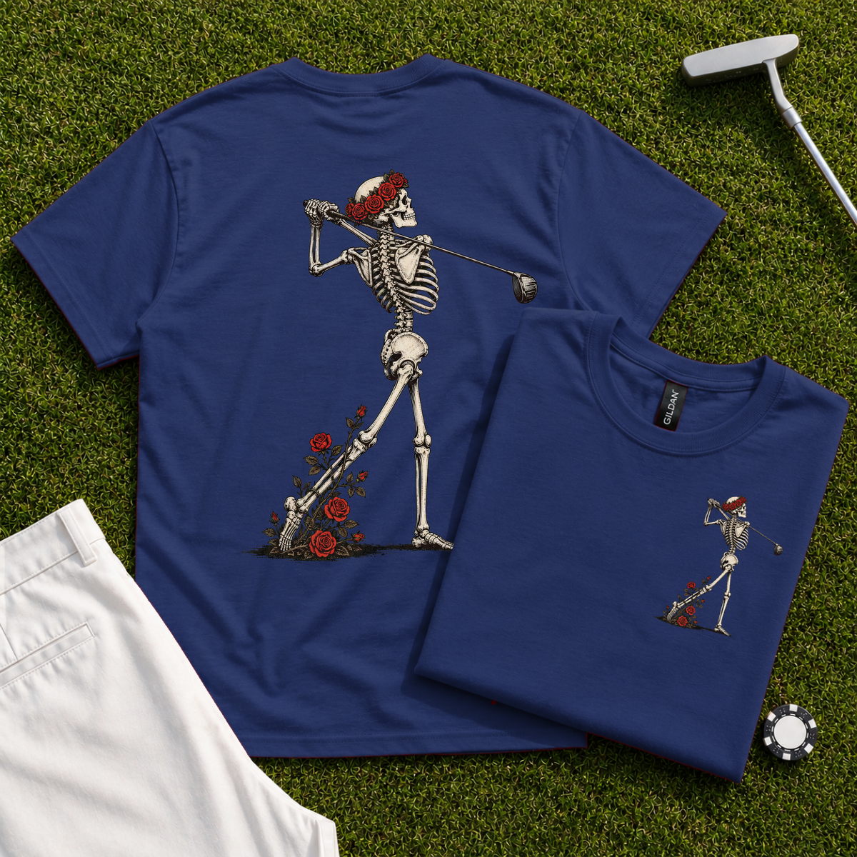 Rose Skeleton Follow Through Back Print Tee
