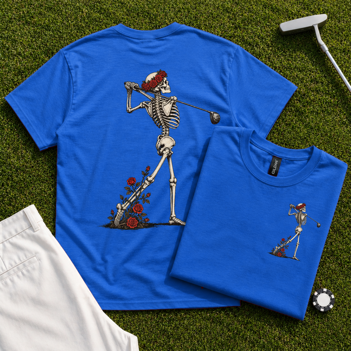 Rose Skeleton Follow Through Back Print Tee