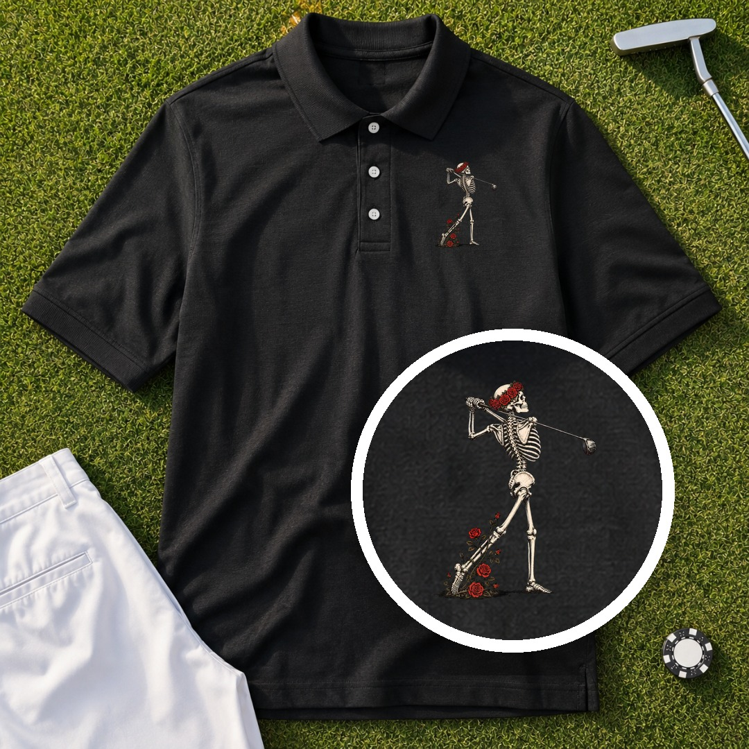 Rose Skeleton Follow Through Performance Polo