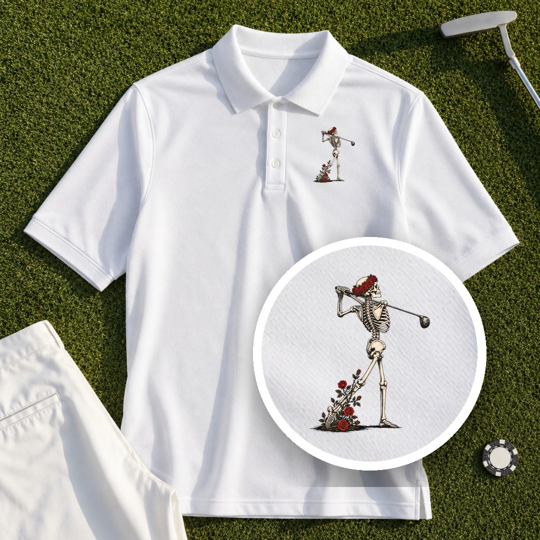 Rose Skeleton Follow Through Performance Polo