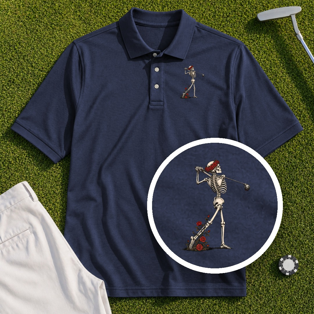Rose Skeleton Follow Through Performance Polo