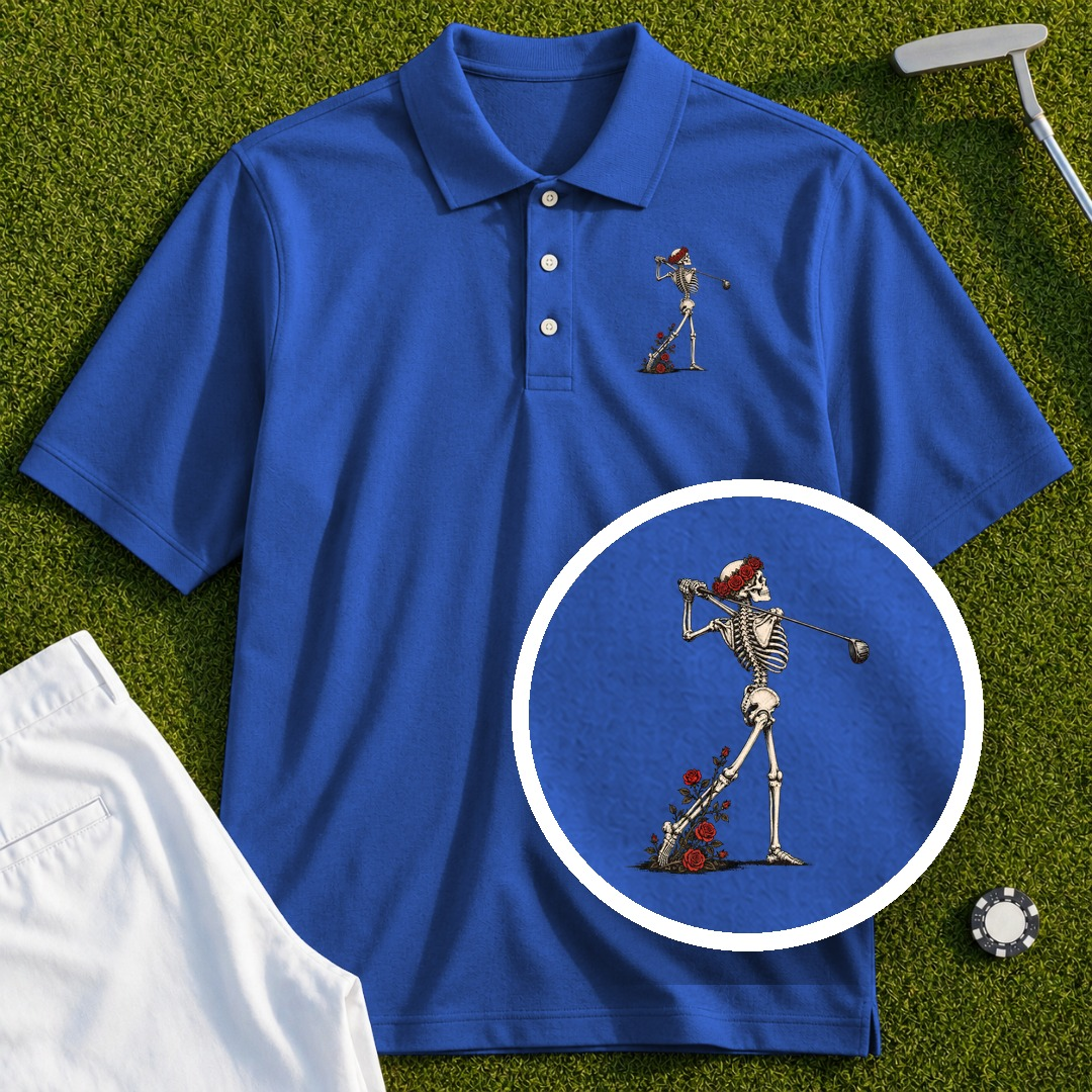 Rose Skeleton Follow Through Performance Polo