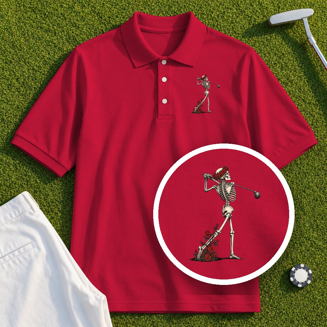 Rose Skeleton Follow Through Performance Polo