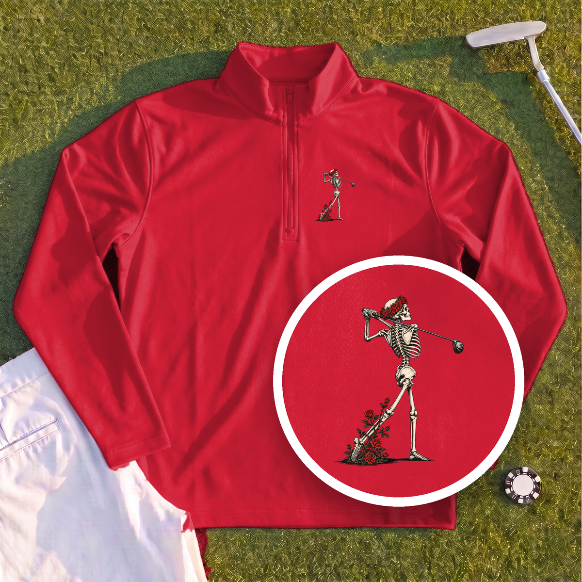 Rose Skeleton Follow Through Quarter Zip