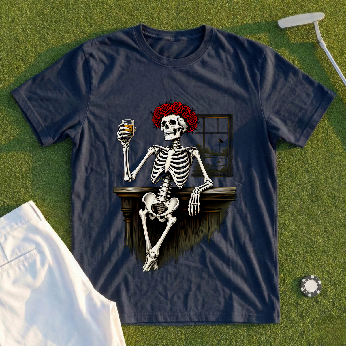 Rose Skeleton Nineteenth Hole Toast Tee