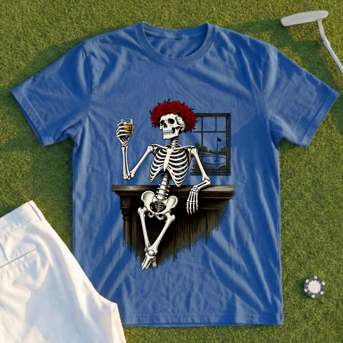 Rose Skeleton Nineteenth Hole Toast Tee