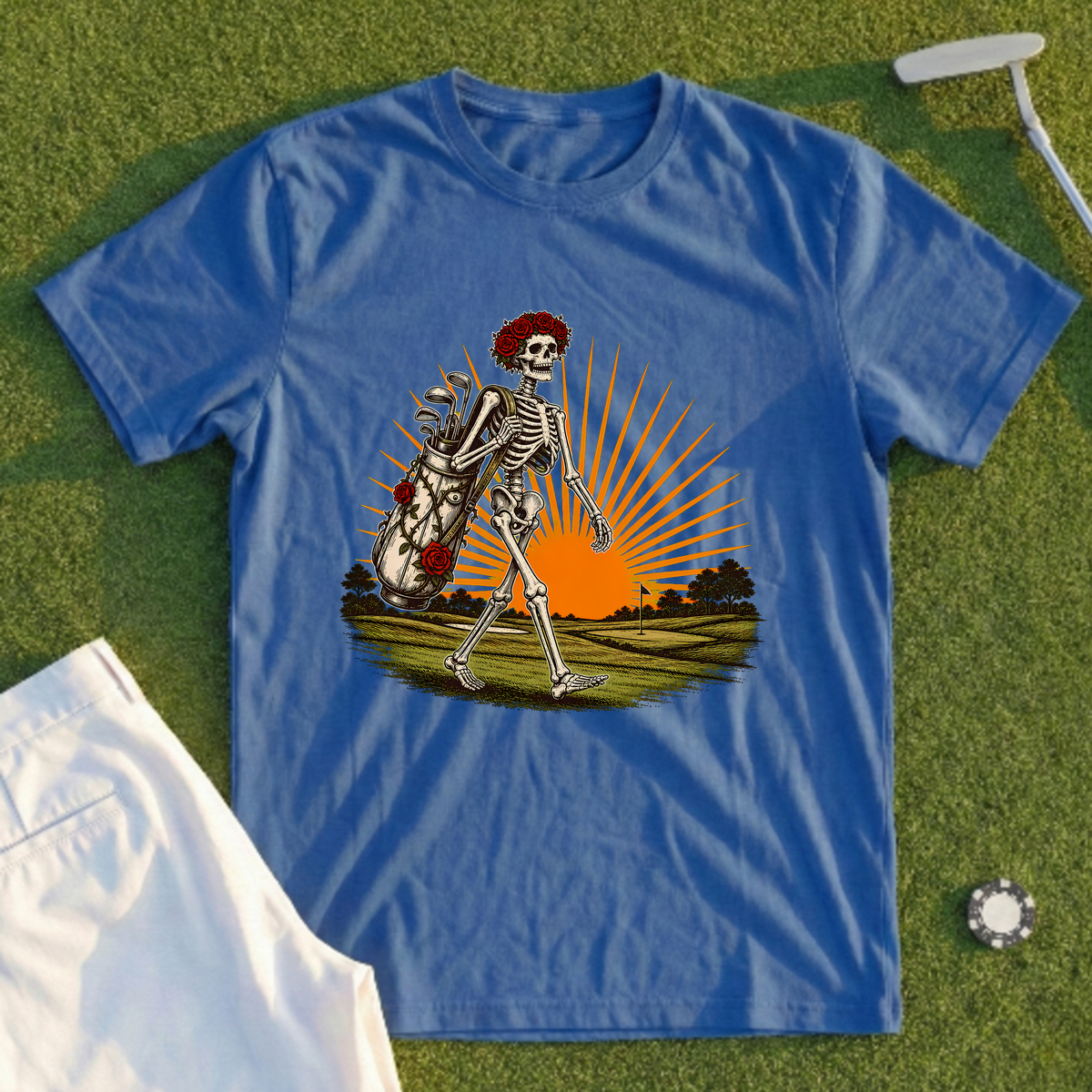 Rose Skeleton Sunset Walk Up Tee