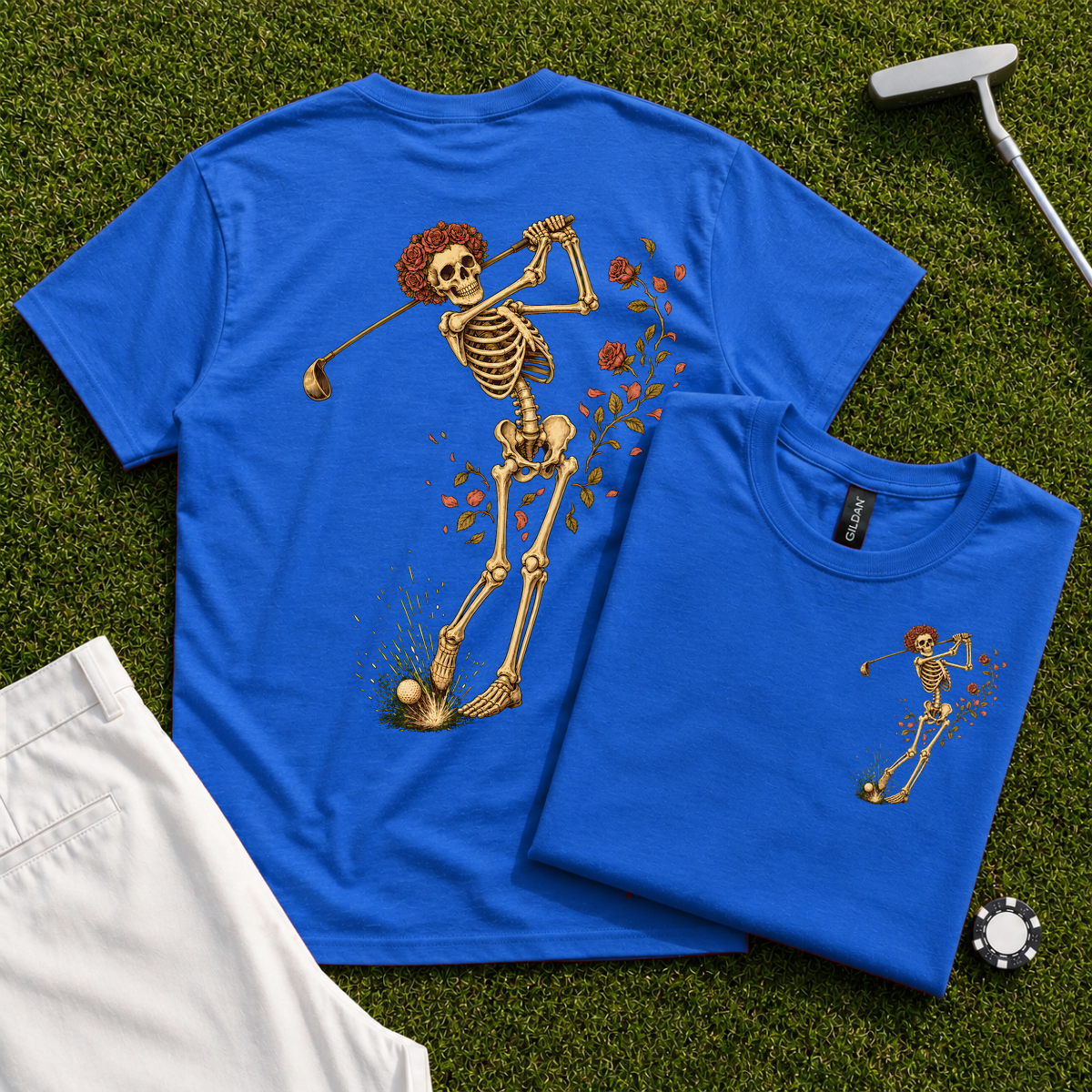 Rose Skeleton Swing Back Print Tee