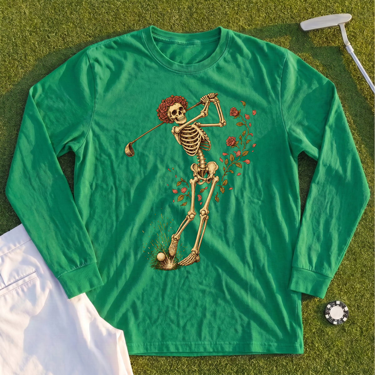 Rose Skeleton Swing Long Sleeve Tee