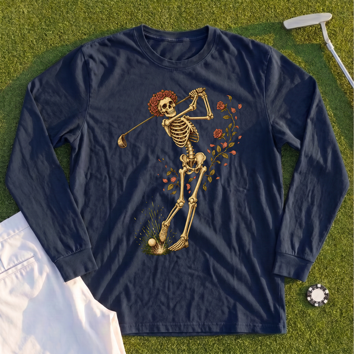 Rose Skeleton Swing Long Sleeve Tee