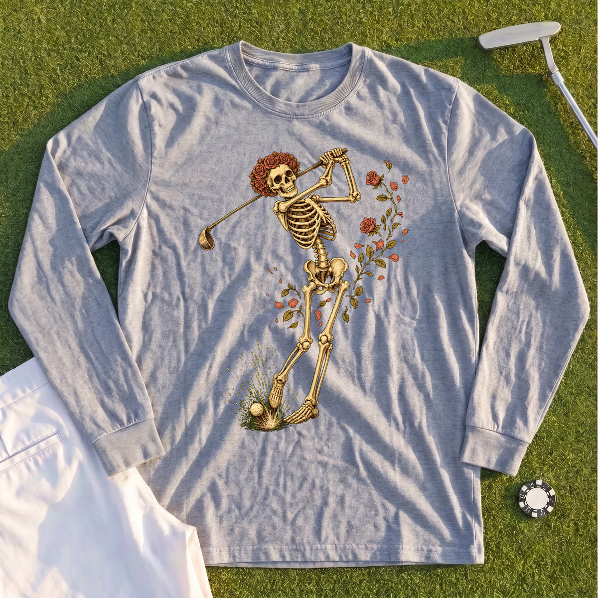 Rose Skeleton Swing Long Sleeve Tee