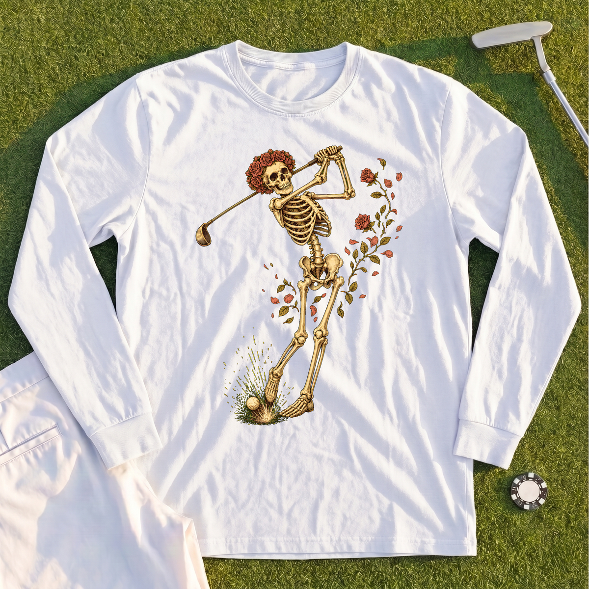 Rose Skeleton Swing Long Sleeve Tee