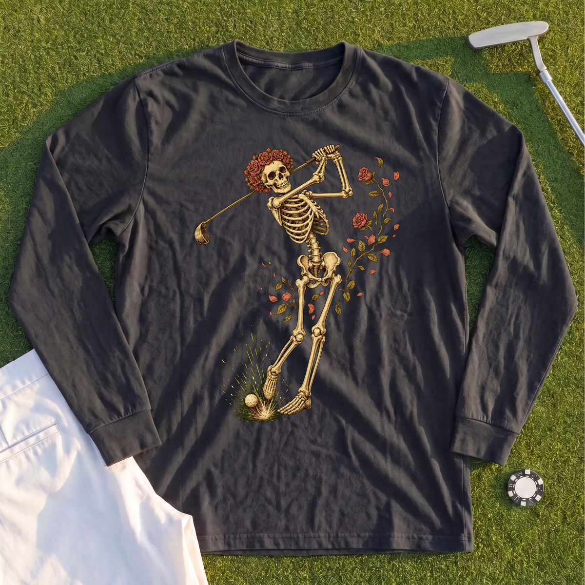 Rose Skeleton Swing Long Sleeve Tee