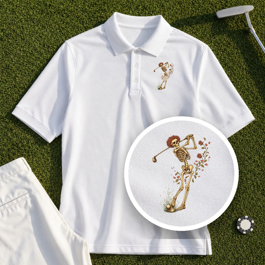 Rose Skeleton Swing Performance Polo