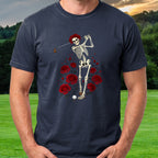 Roses And Bogeys Tee worn on the golf course, Navy