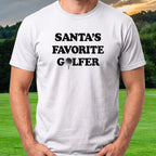 Santa's Favorite Golfer Tee worn on the golf course, White