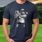 Sasquatch Golfs Tee worn on the golf course, Navy