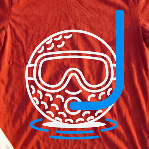 Scuba Ball Tee, print close-up on Red