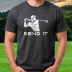Send It Tee worn on the golf course, Black
