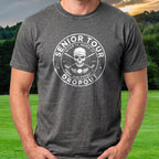 Senior Tour Dropout Tee worn on the golf course, Dark Heather