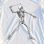 Skeleton Backswing Tee, print close-up on White