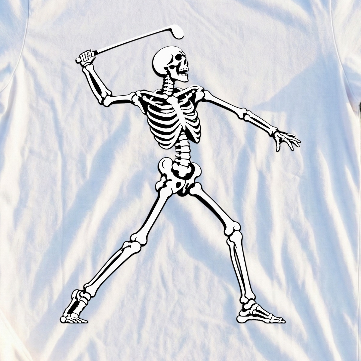 Skeleton Backswing Tee, print close-up on White
