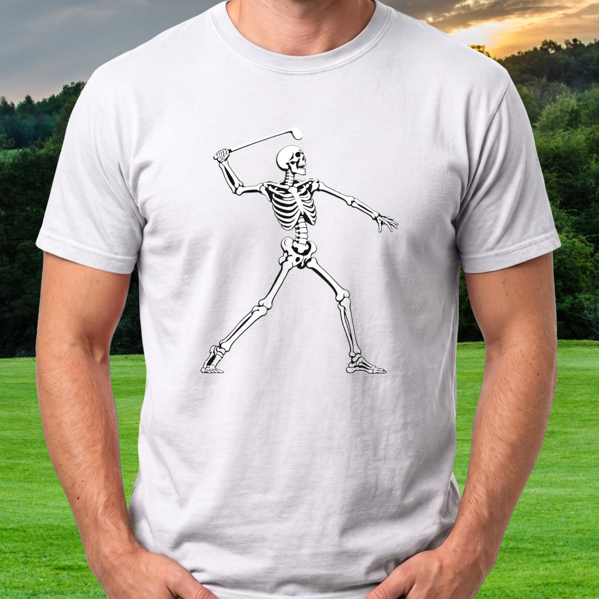 Skeleton Backswing Tee worn on the golf course, White