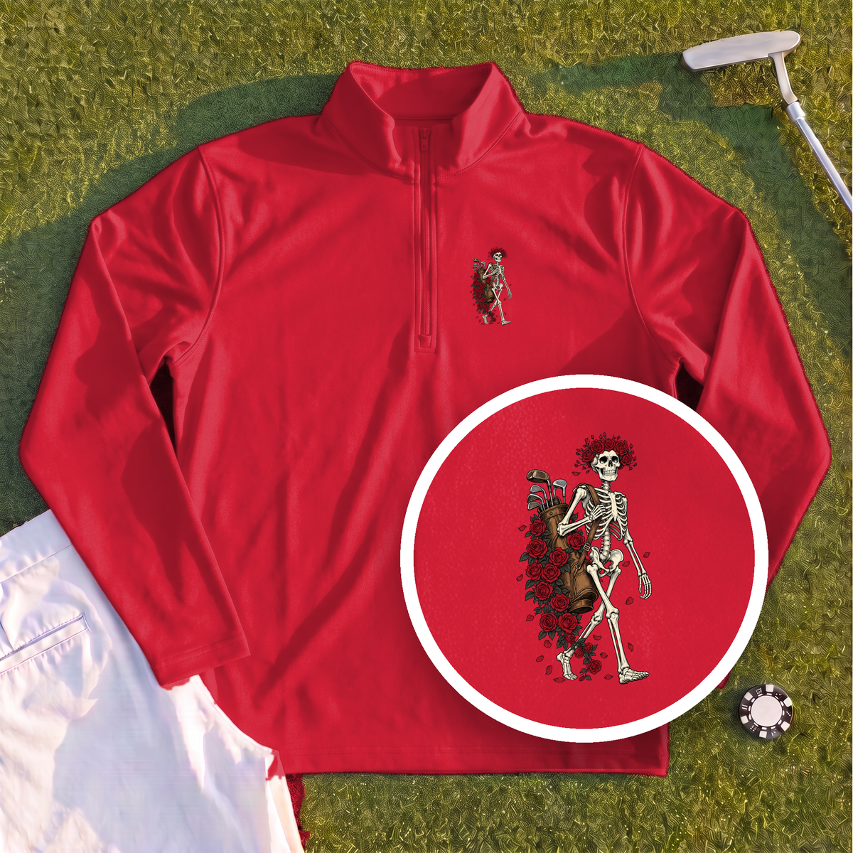 Skeleton Caddie Quarter Zip