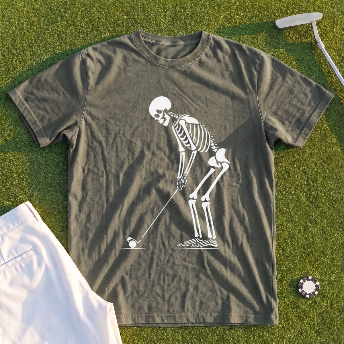 Skeleton Golfer Premium Tee