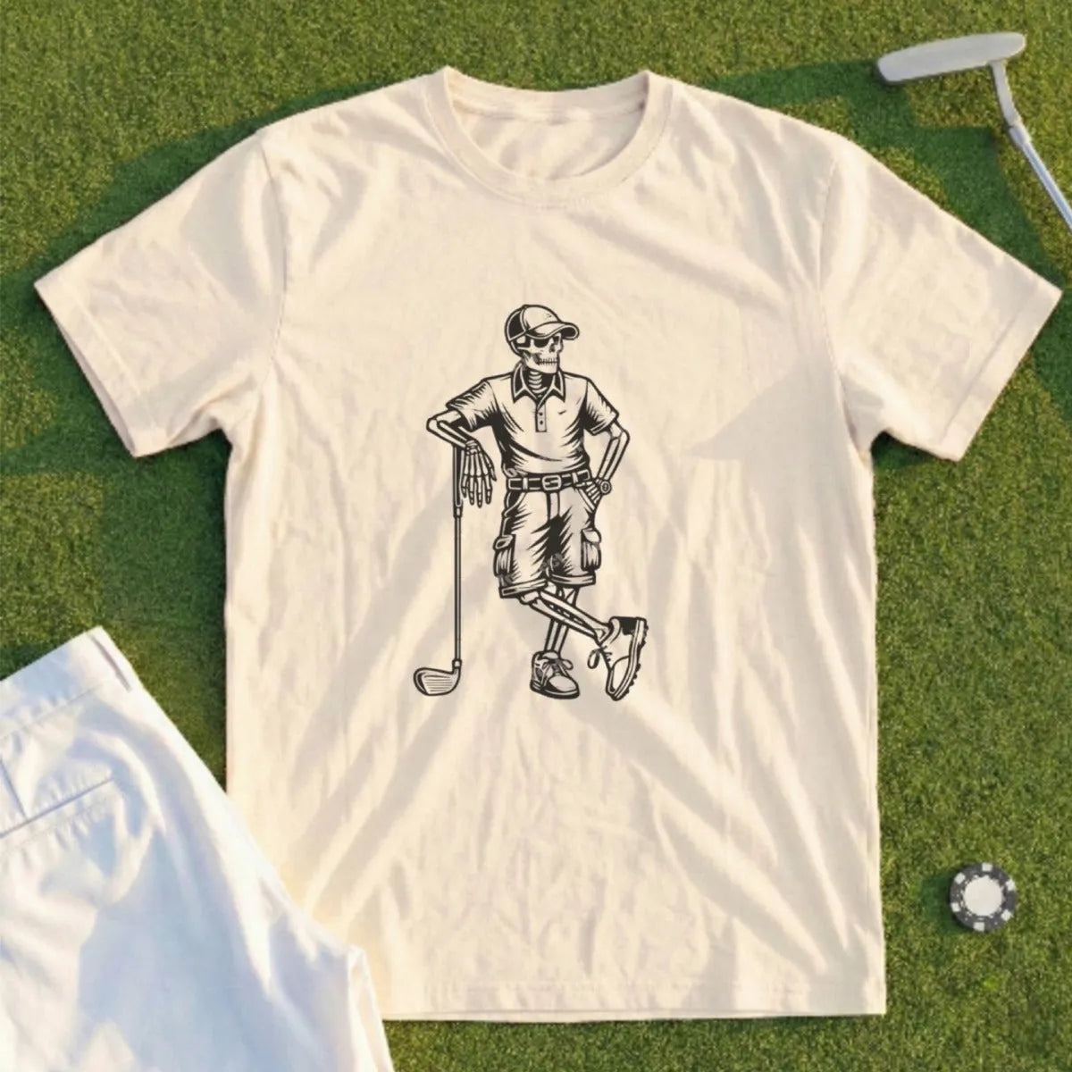 Skeleton Golfer Waiting Tee