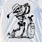 Skeleton Golfing! Tee, print close-up on White