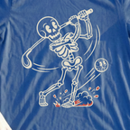 Skeleton Swing Line Tee, print close-up on Royal