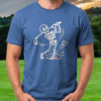 Skeleton Swing Line Tee worn on the golf course, Royal