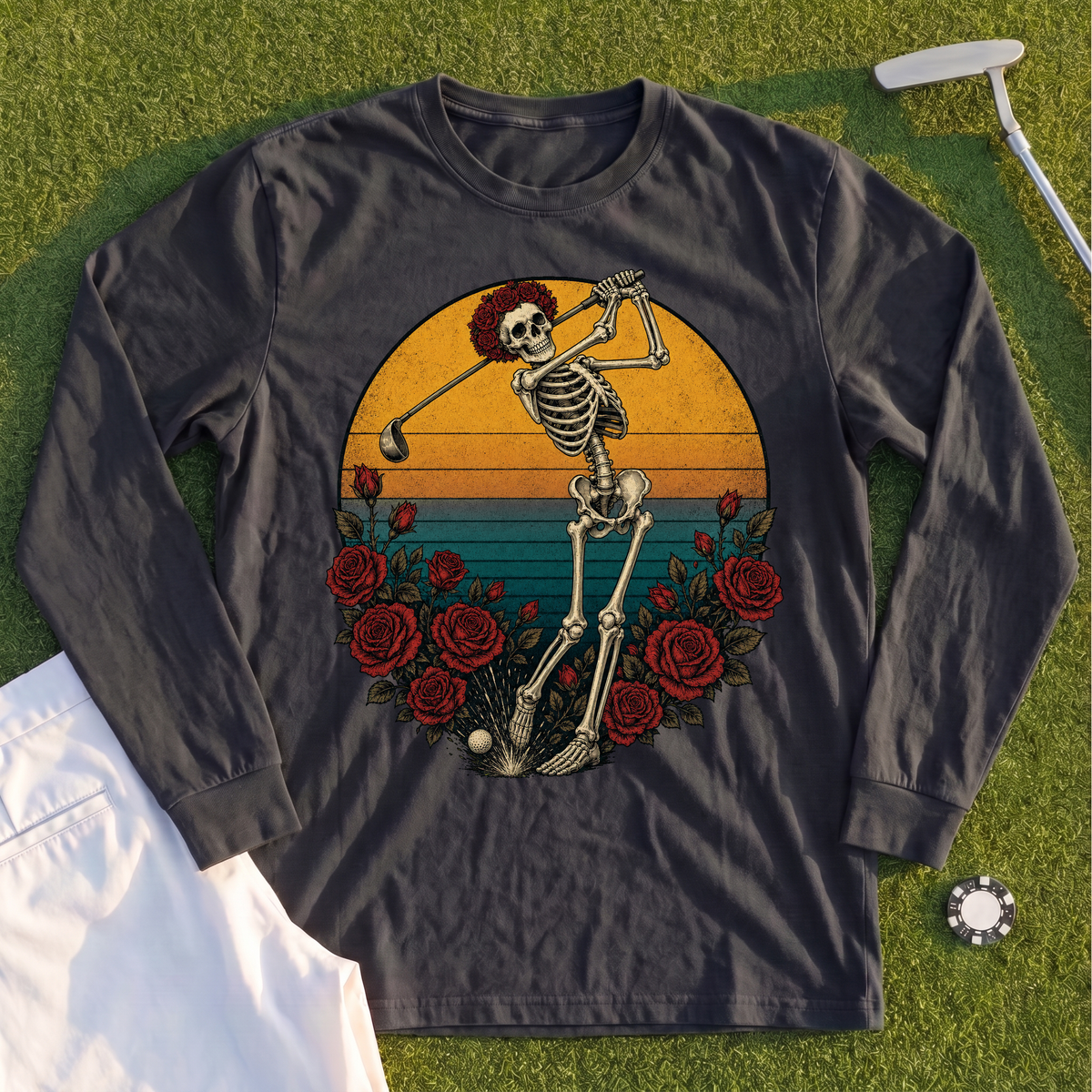 Skeleton Swing Sunset Long Sleeve Tee