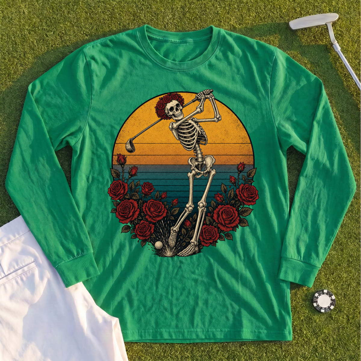Skeleton Swing Sunset Long Sleeve Tee