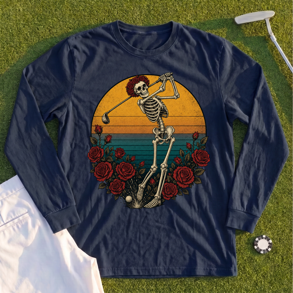 Skeleton Swing Sunset Long Sleeve Tee