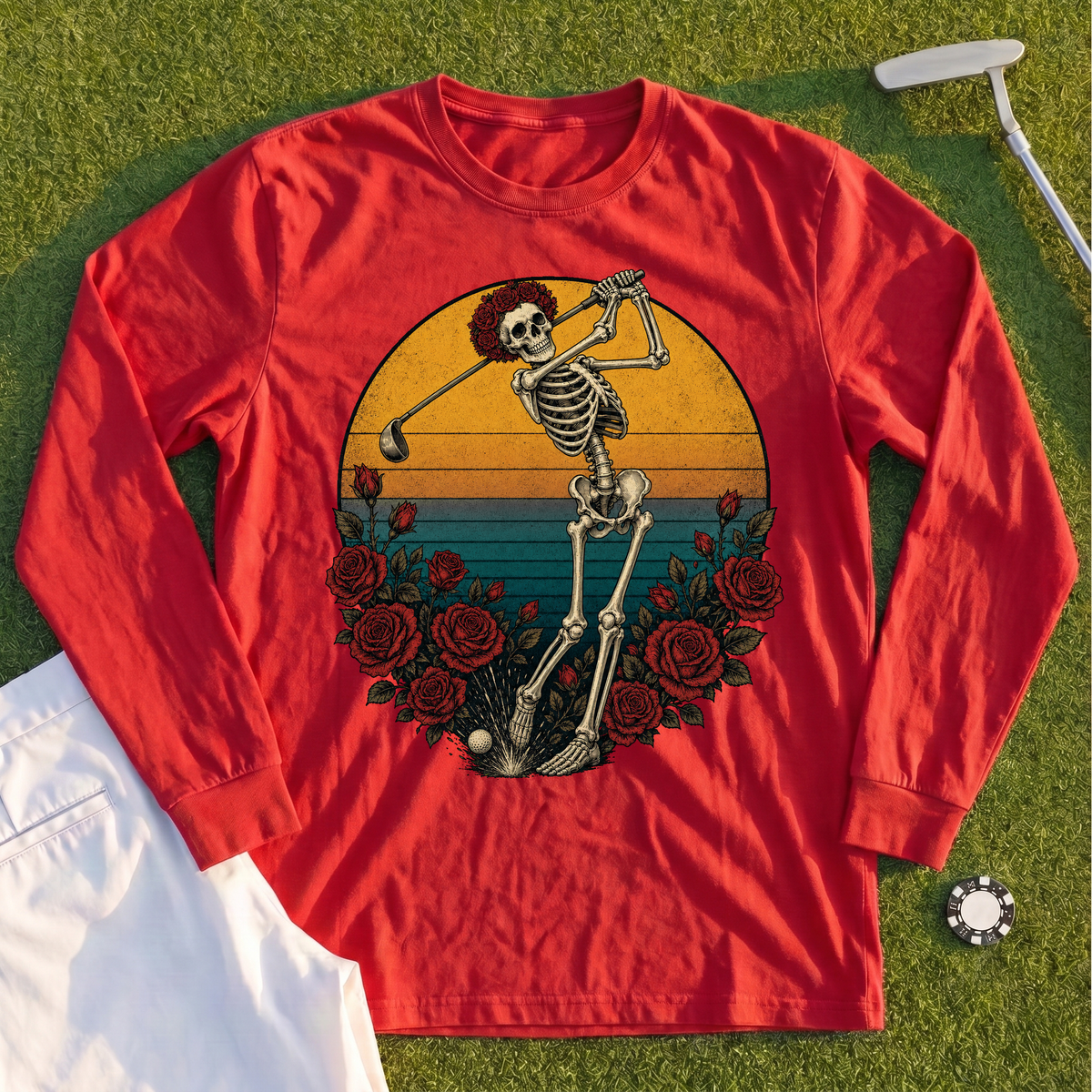 Skeleton Swing Sunset Long Sleeve Tee