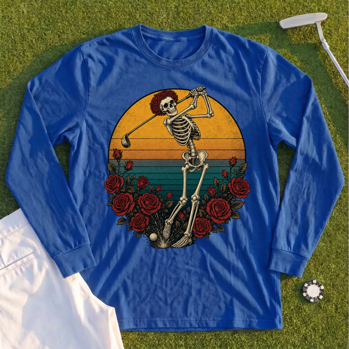Skeleton Swing Sunset Long Sleeve Tee