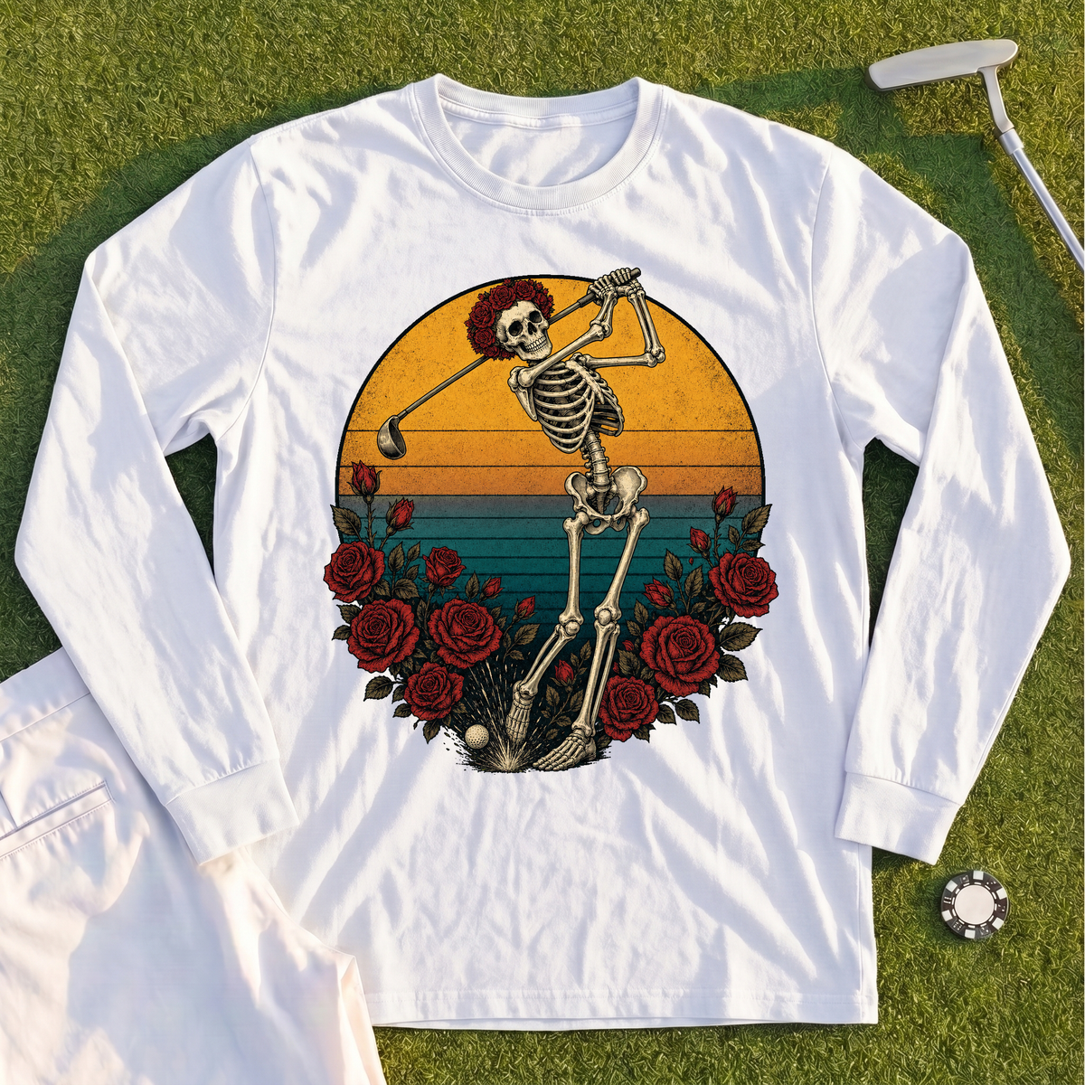 Skeleton Swing Sunset Long Sleeve Tee