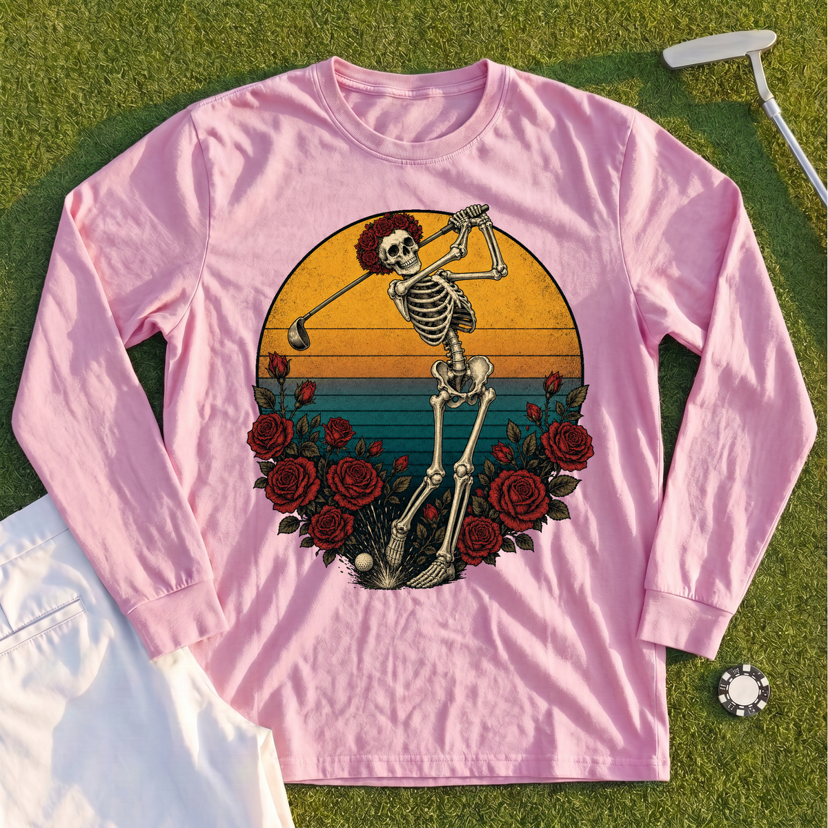 Skeleton Swing Sunset Long Sleeve Tee