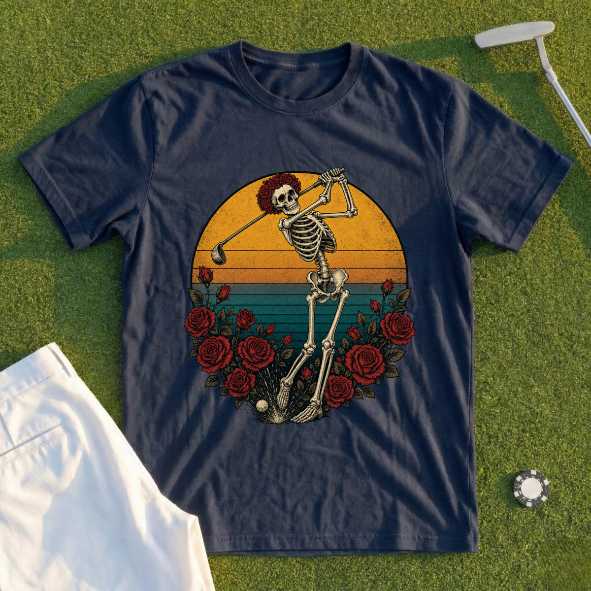 Skeleton Swing Sunset Tee