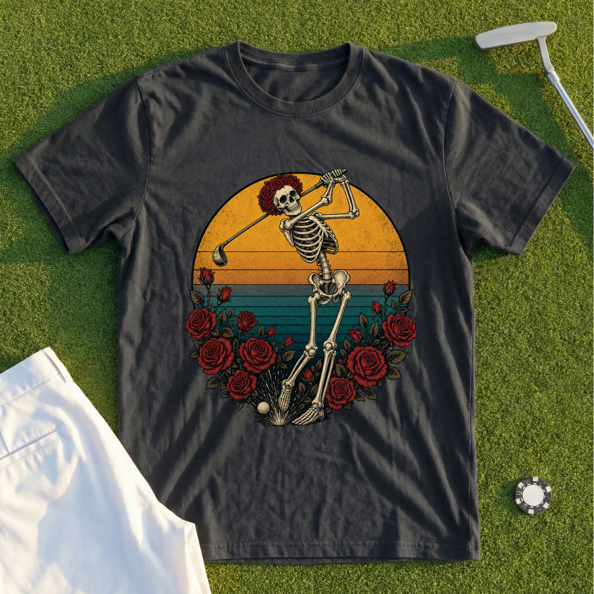 Skeleton Swing Sunset Tee